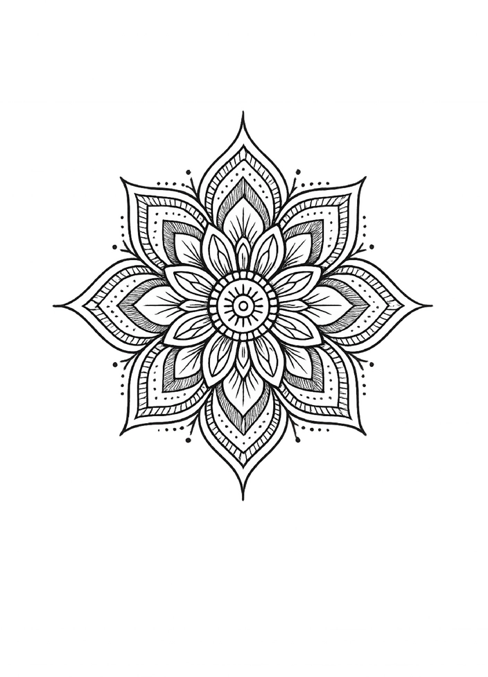 Tattoovorlage Mandala mit feinen Details für Brusttattoo