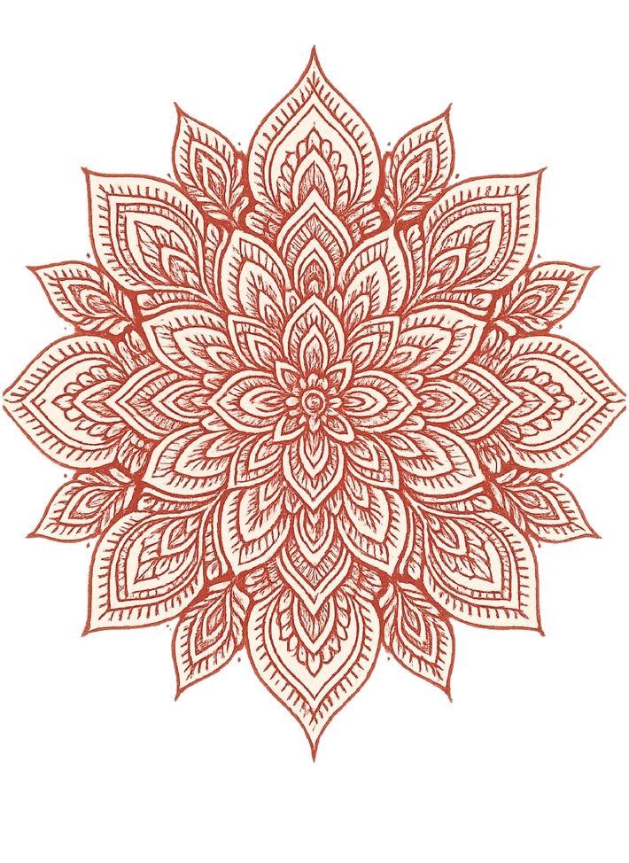 Tattoovorlage Mandala mit feinen Details in Rot