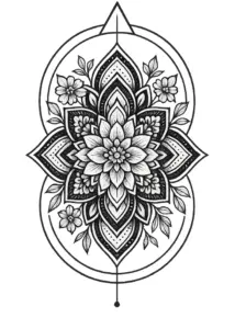 tattoovorlage-mandala-mit-floralen-elementen-und-geometrischen-formen