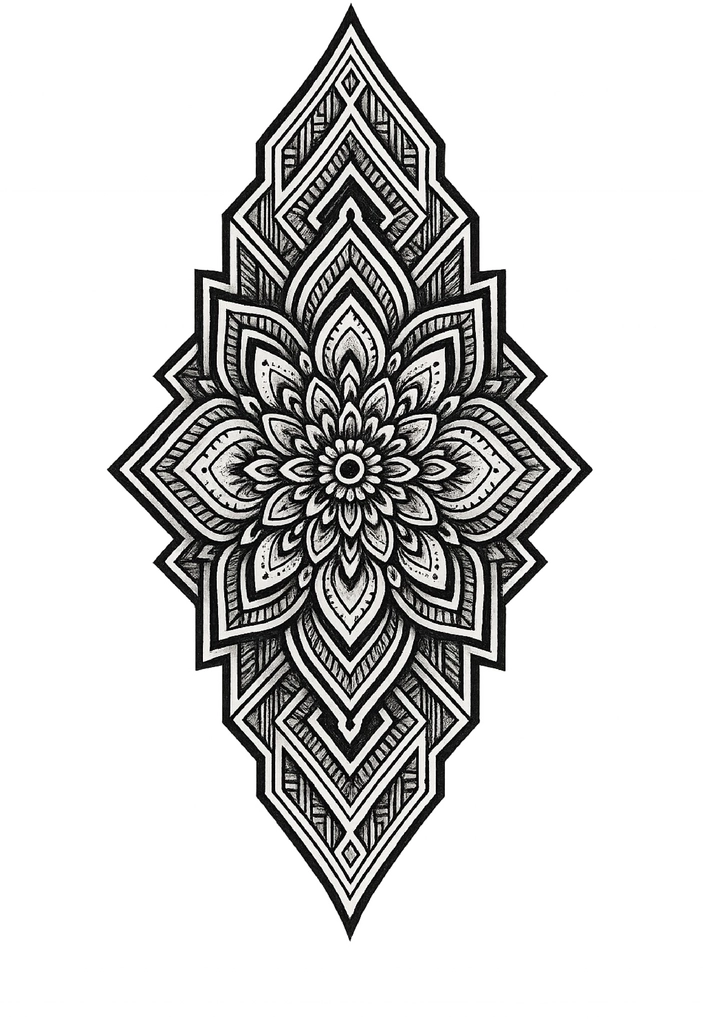 Tattoovorlage Mandala mit geometrischen Mustern für Wade