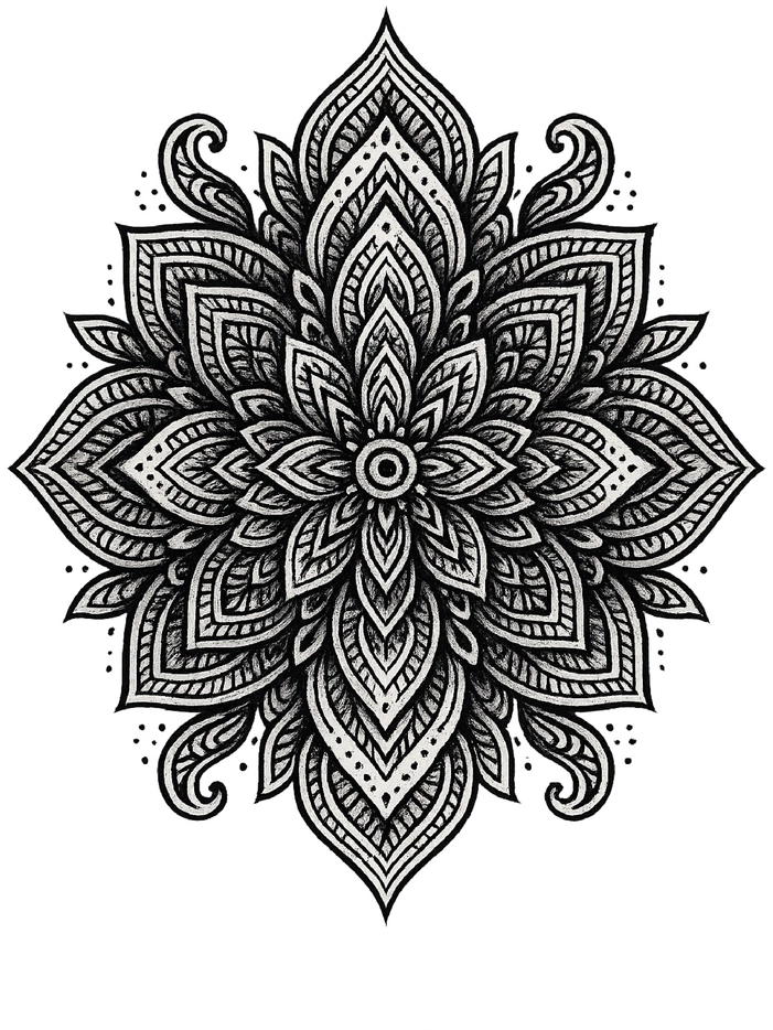 Tattoovorlage Mandala mit komplexen Mustern für Oberarm Tattoos