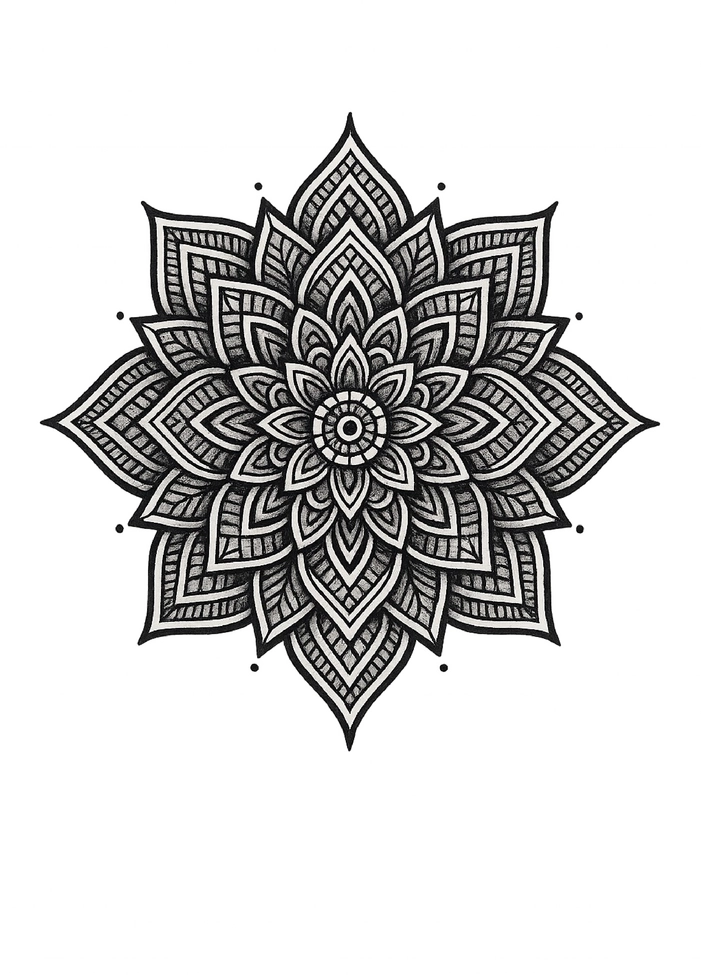 Tattoovorlage Mandala für Nacken und Hals