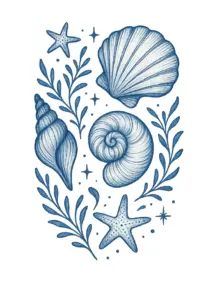 tattoovorlage-maritimen-elemente-muscheln-seesterne-anordnung