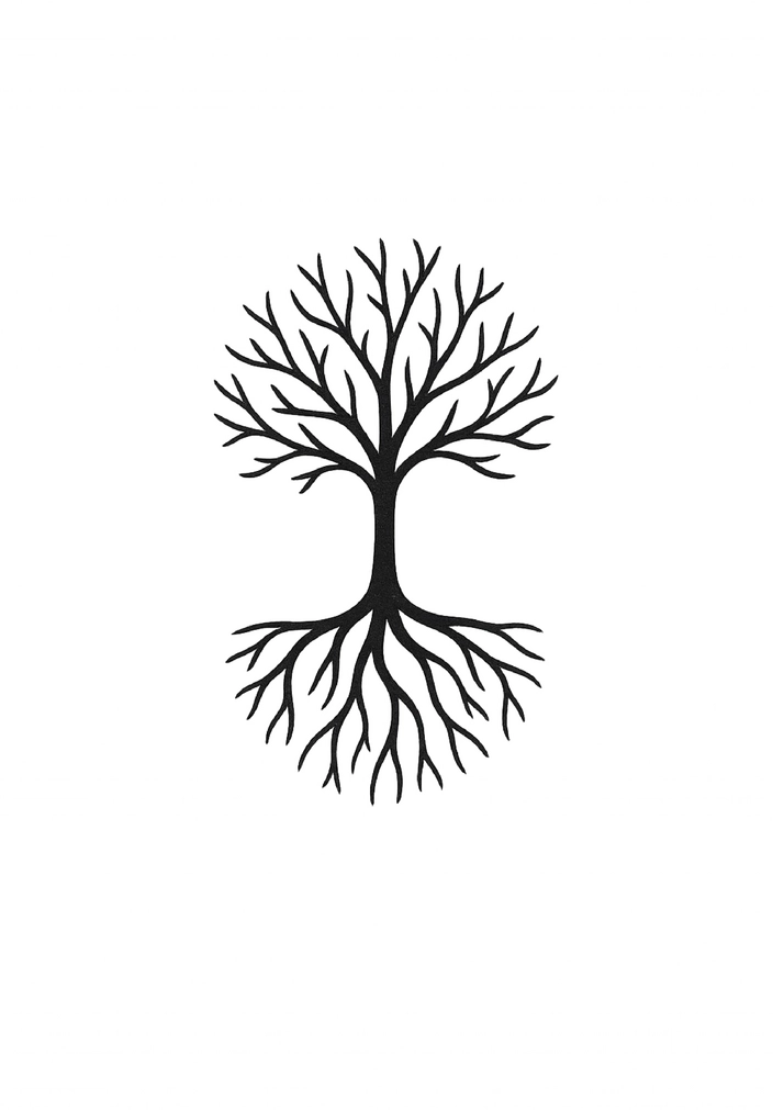 Tattoovorlage minimalistischer Baum mit Wurzeln
