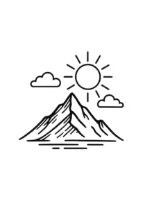 tattoovorlage-minimalistischer-berg-mit-sonne-und-wolken