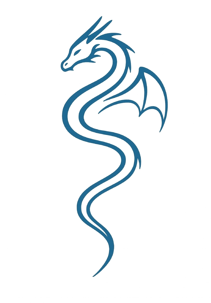Tattoovorlage minimalistischer Drache für den Oberarm
