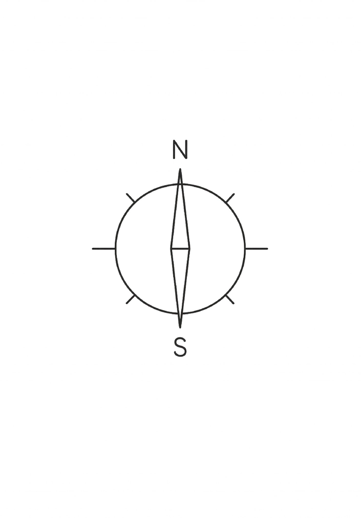 Tattoovorlage eines minimalistischen Kompasses mit feinen Linien