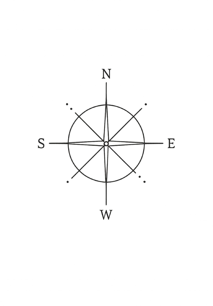 Tattoovorlage minimalistisches Kompassdesign mit feinen Linien