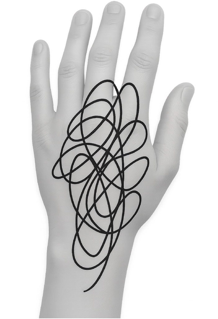 Tattoovorlage mit abstrakten Linien und Formen für die Hand