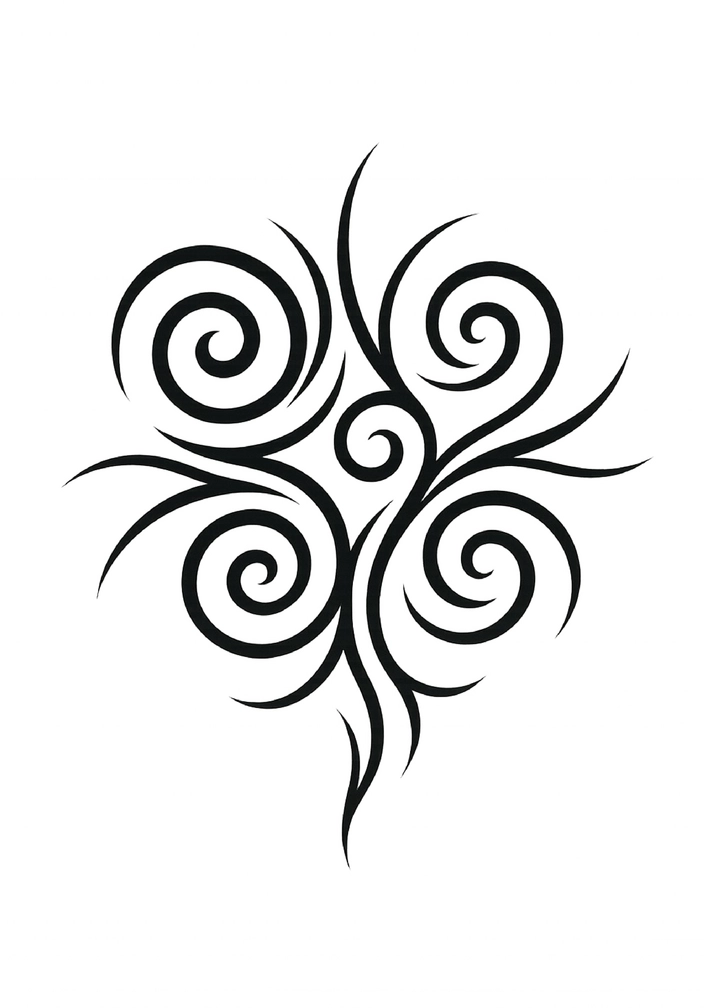 Tattoovorlage mit abstrakten spiralen im tribal stil