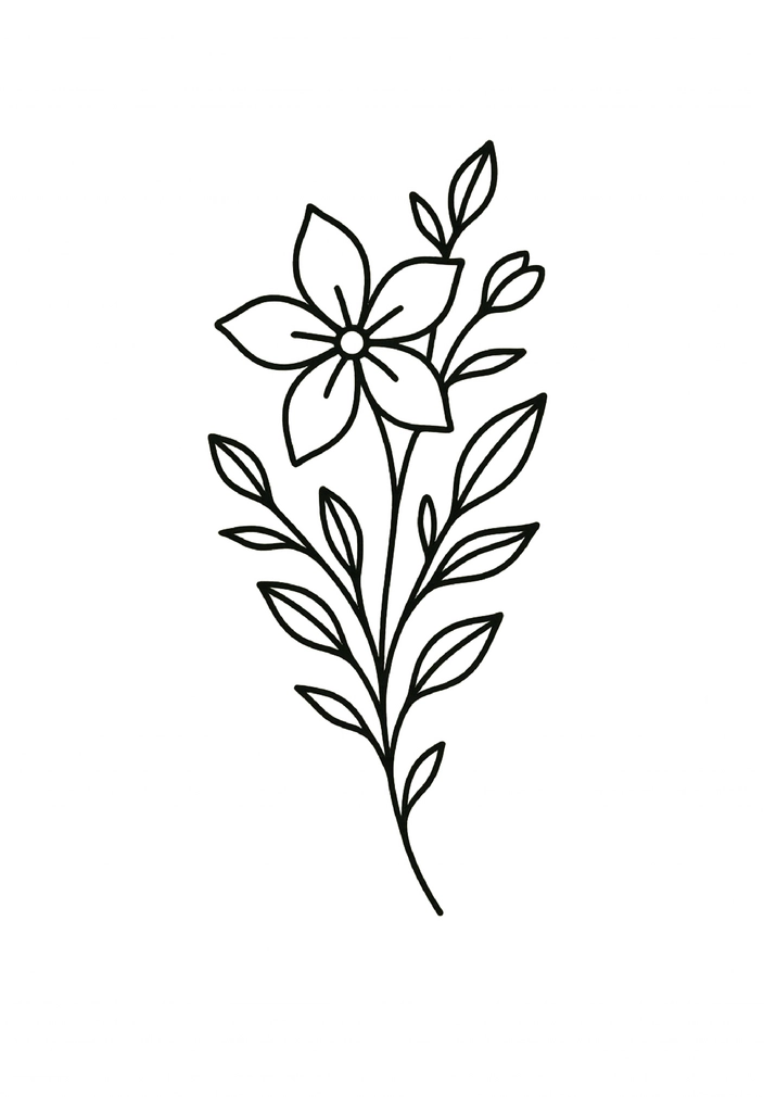 Tattoovorlage mit filigranem Blütenornament und klaren Linien