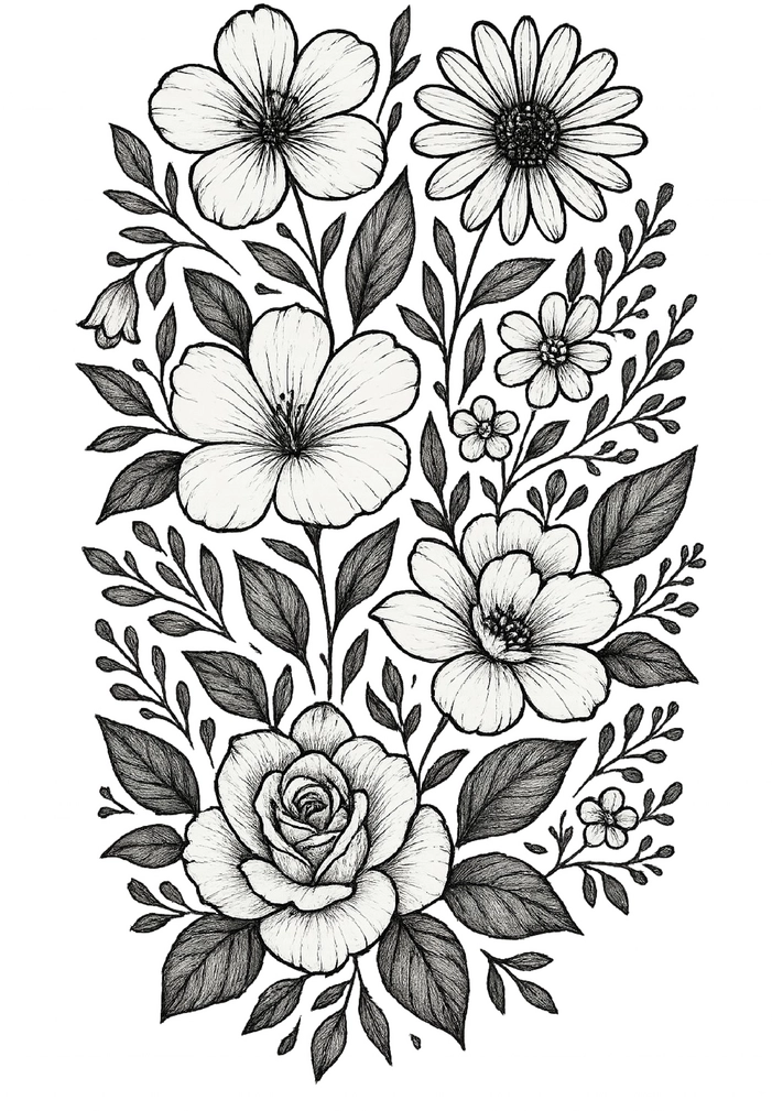 Tattoovorlage mit aufwändigem Blumenmuster für Oberarm