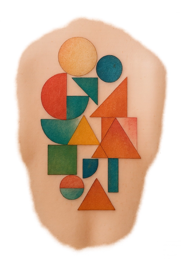 Tattoovorlage mit bunten geometrischen Formen für kreative Designs