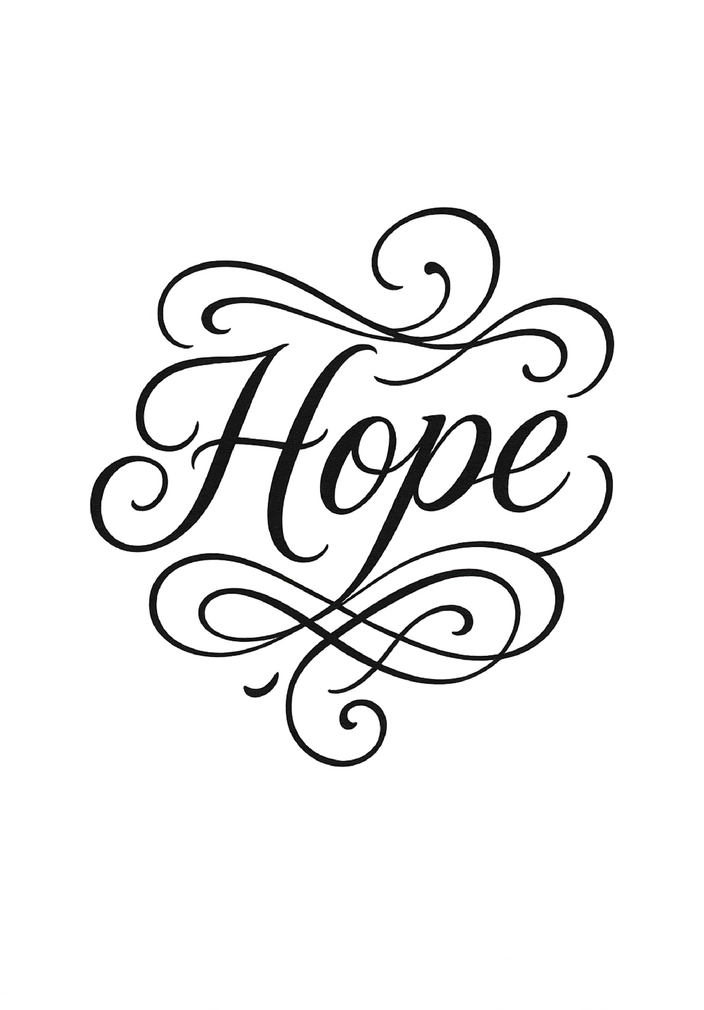 Tattoovorlage mit dem Wort Hope in verschnörkelter Schrift