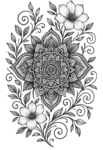 tattoovorlage-mit-detailliertem-mandala-und-bluehenden-pflanzen