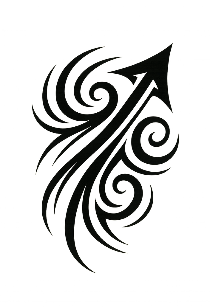 Tattoovorlage mit dynamischem Pfeilmuster und geschwungenen Linien