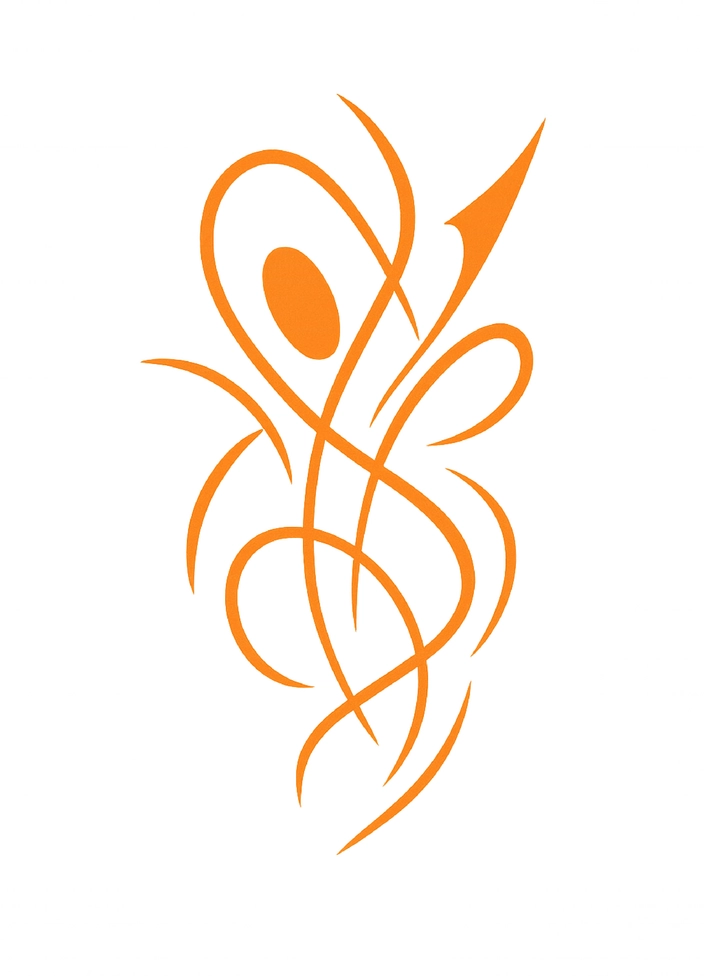 Tattoovorlage mit dynamischen Tribal-Linien in Orange