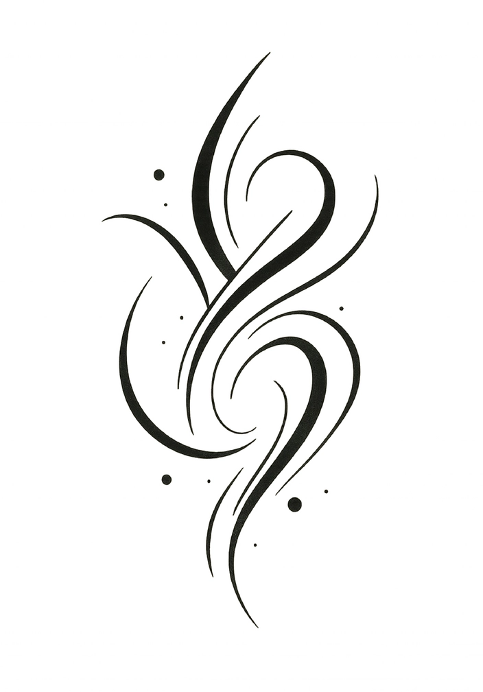 Tattoovorlage mit dynamischen Tribal-Linien und Punkten