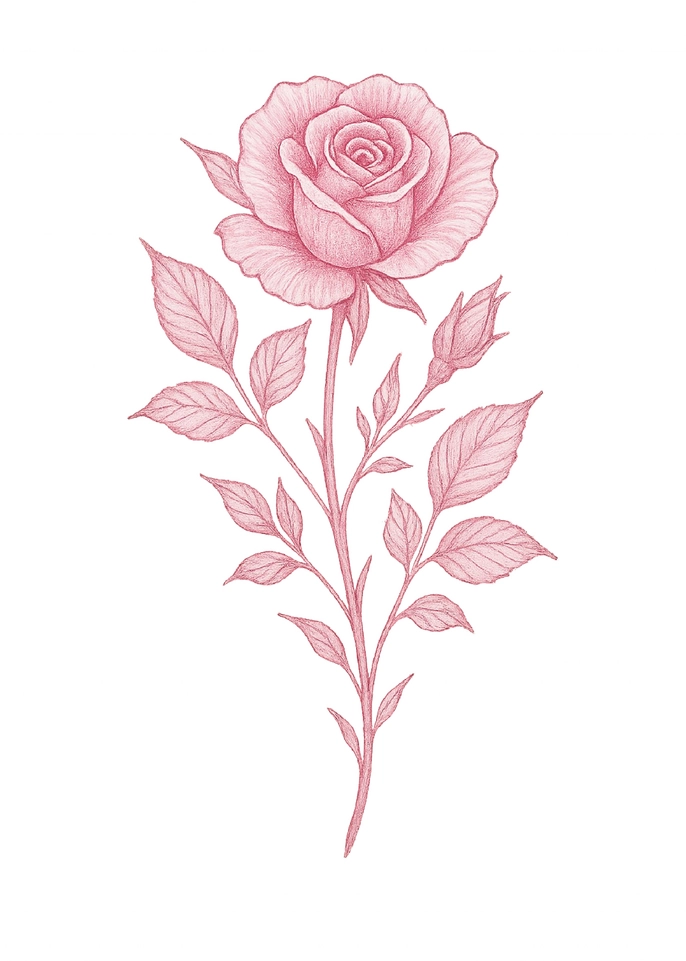 Tattoovorlage mit einer eleganten Rose für den Oberarm