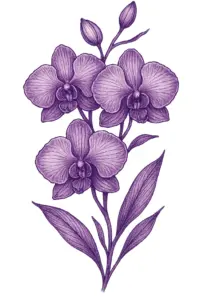 tattoovorlage-mit-eleganten-lila-orchideen