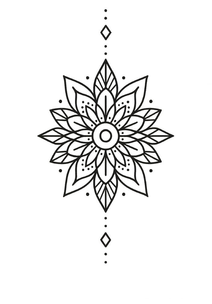 Tattoovorlage mit filigranem Mandala-Design für Frauen
