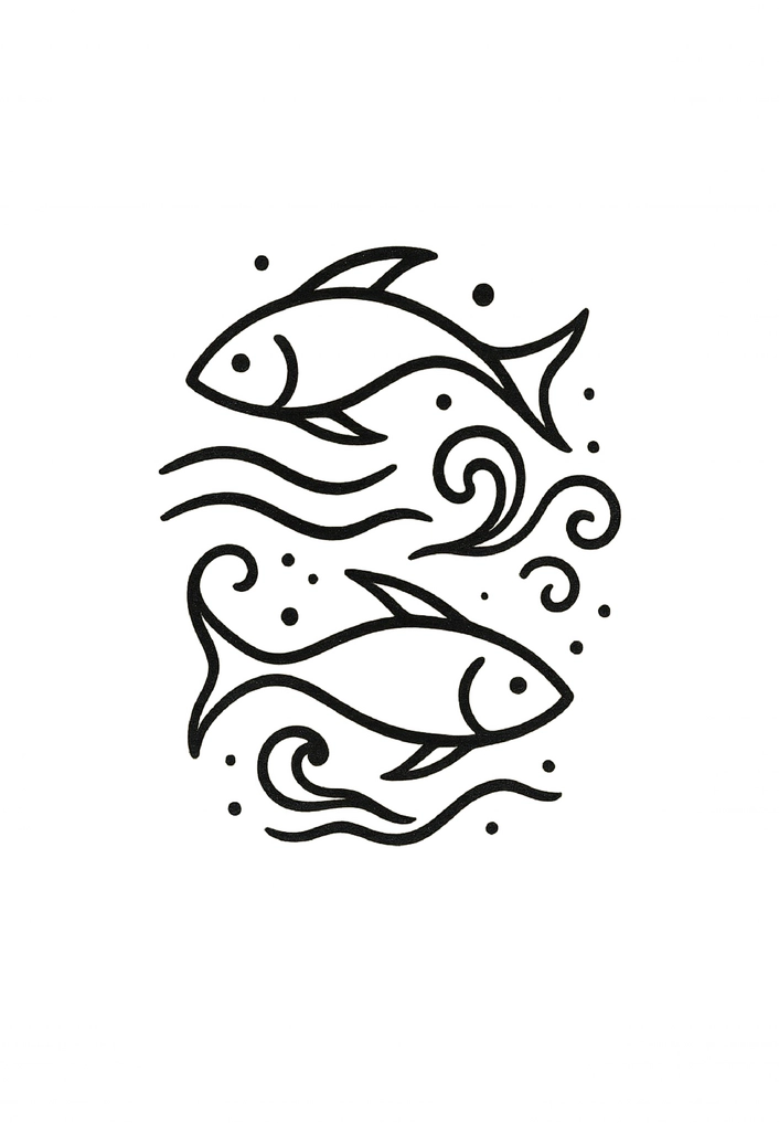 Tattoovorlage mit Fischen und Wasser-Design