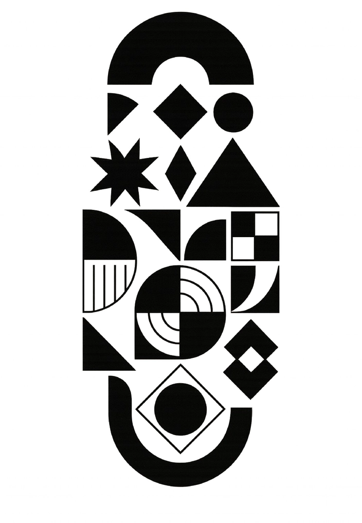 Tattoovorlage mit abstrakten geometrischen Formen in Schwarz