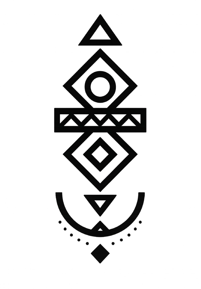 Tattoovorlage mit geometrischen Symbolen für Bauch und Männer