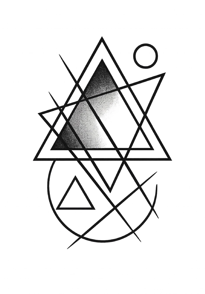 Tattoovorlage mit geometrischen Symbolen und Formen