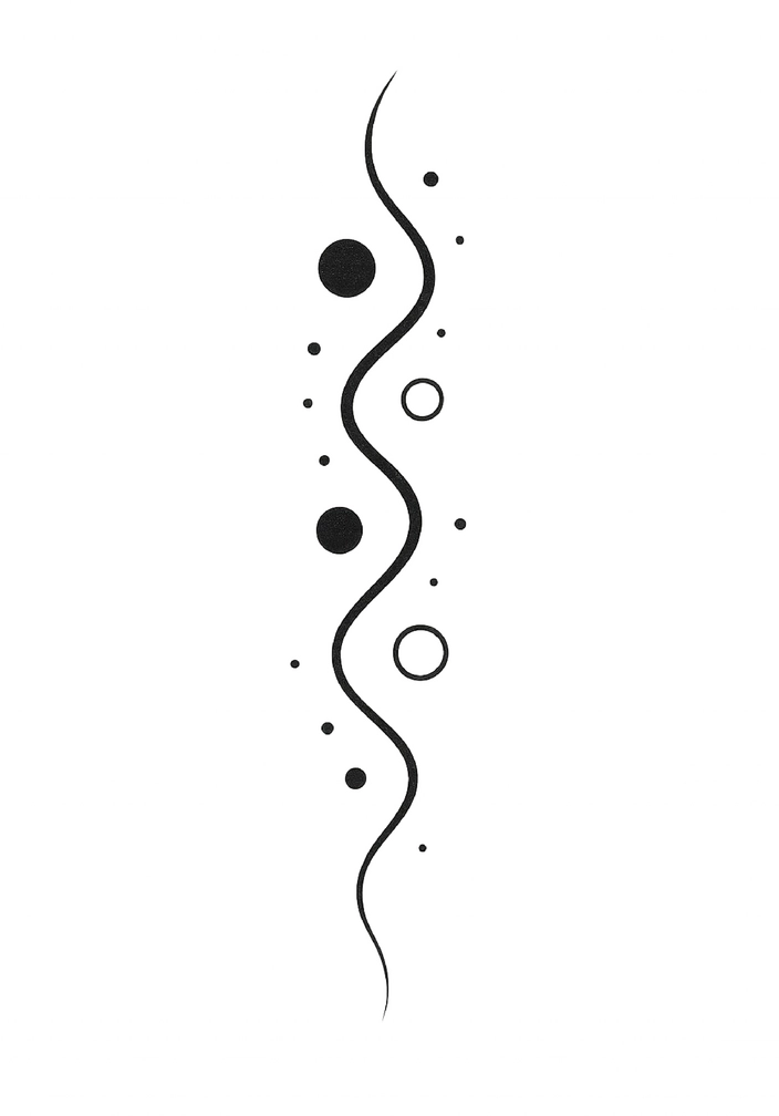Tattoovorlage mit geschwungener Linie und geometrischen Formen