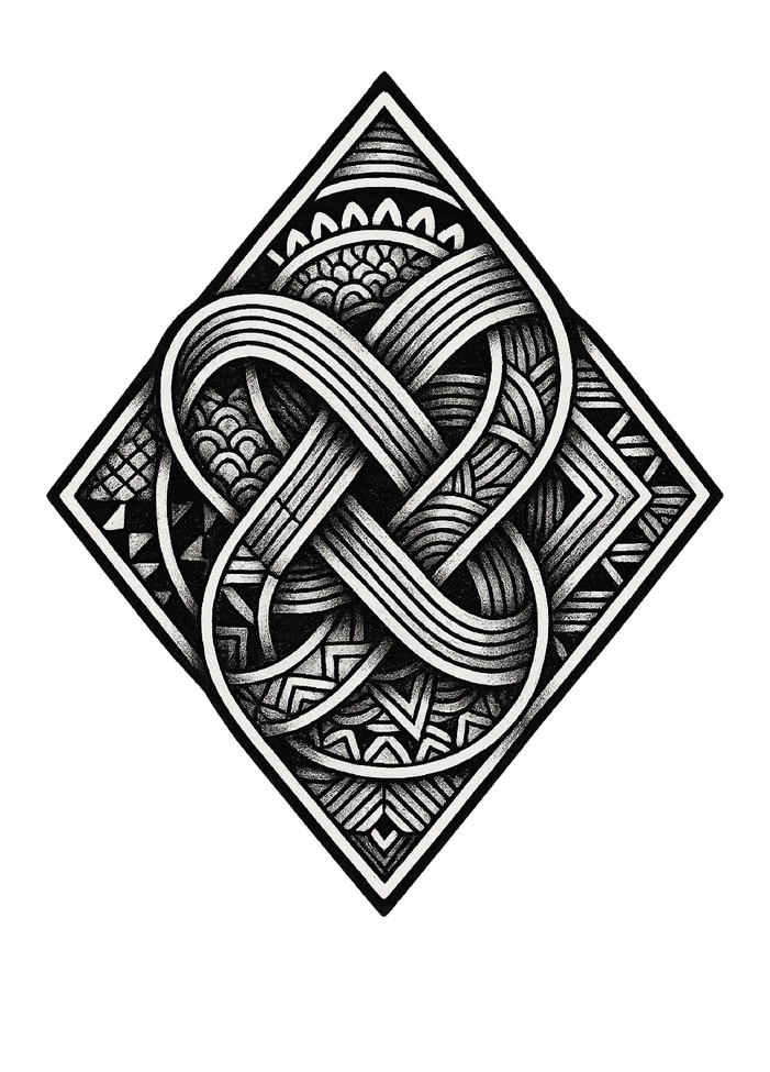 Tattoovorlage mit keltischem Muster und geometrischen Formen