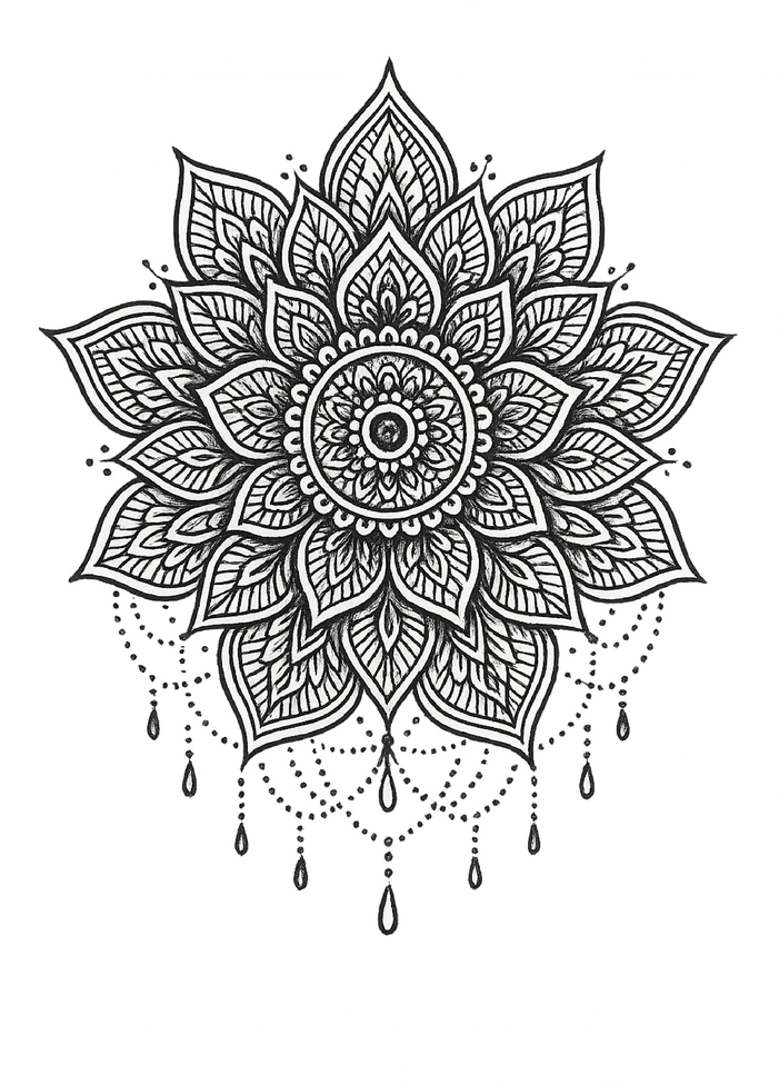 Tattoovorlage mit kunstvollem Mandala-Design für die Hand