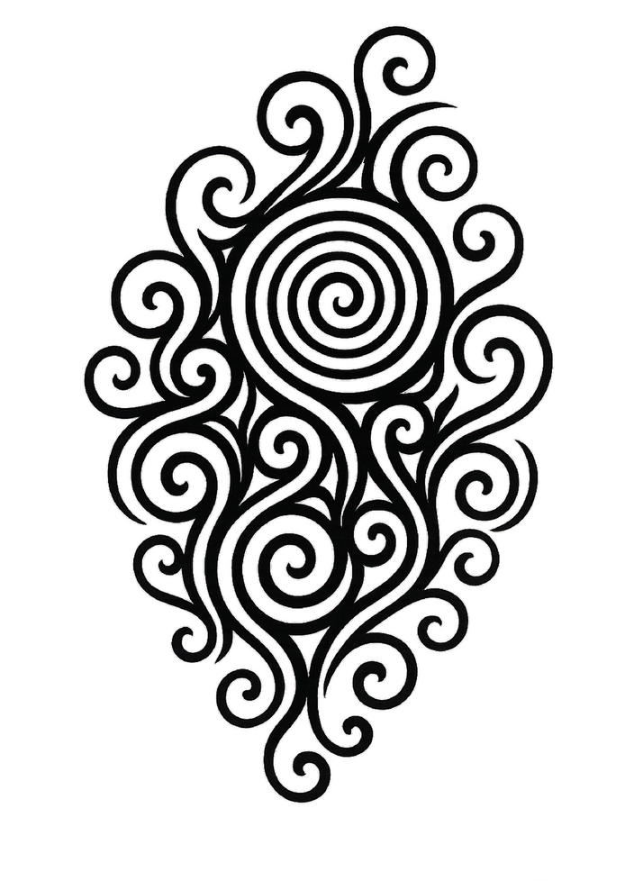 Tattoovorlage mit kunstvollen Spiralen und Tribal-Motiv