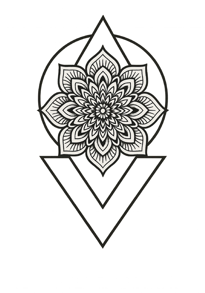 Tattoovorlage mit Mandala und geometrischen Formen