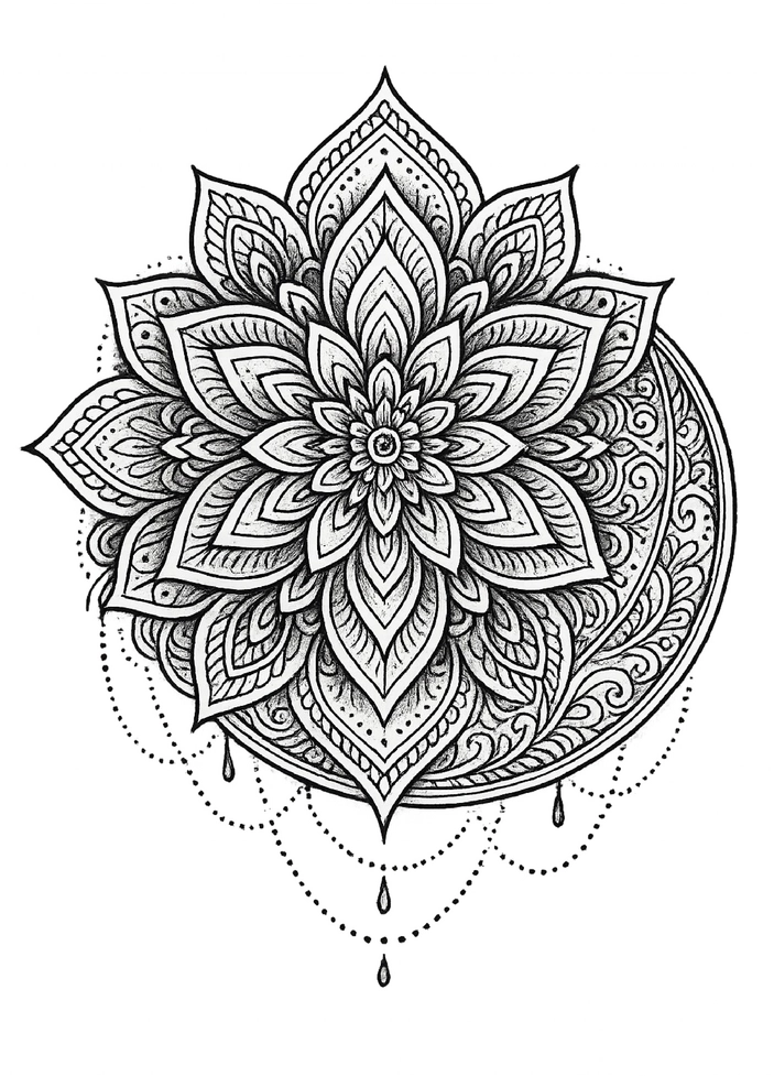 Tattoovorlage mit Mandala und zarten Mustern für Frauen