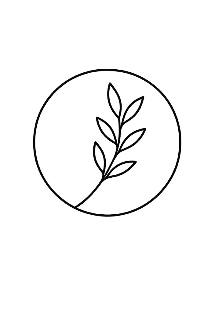 Tattoovorlage mit minimalistischen Blattdesign im Kreis