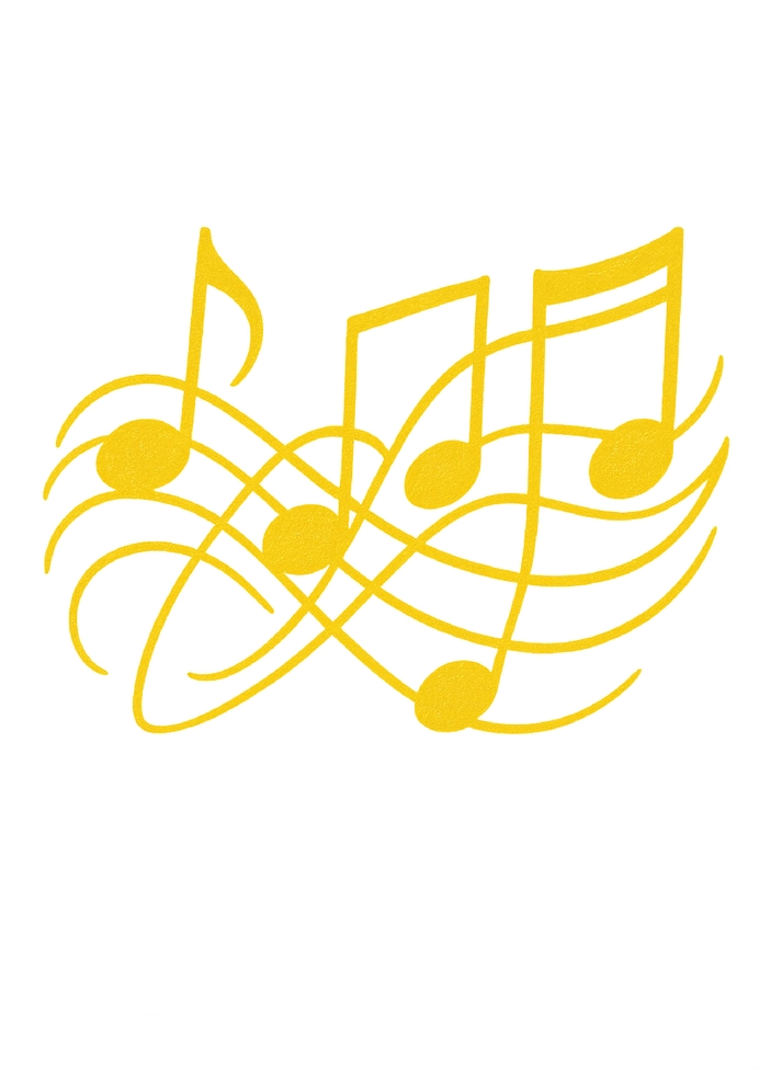 Tattoovorlage mit Musiknoten und geschwungenen Linien