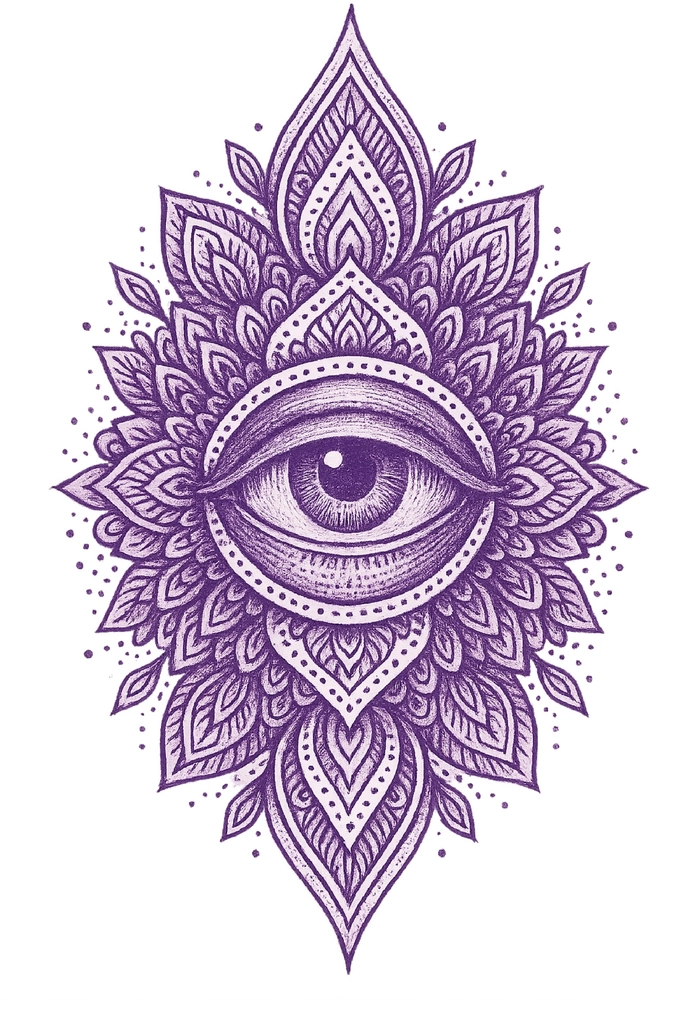 Tattoovorlage mit mystischem Auge und Mandala-Design