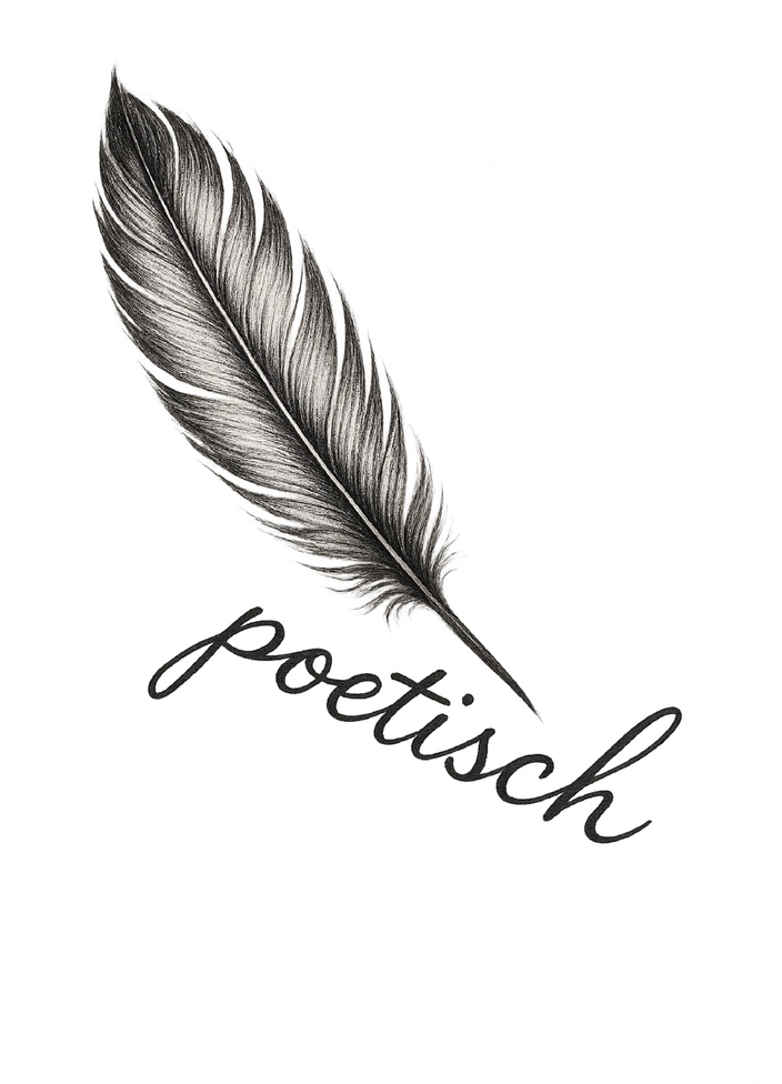 Tattoovorlage mit poetischer Feder und Schriftzug