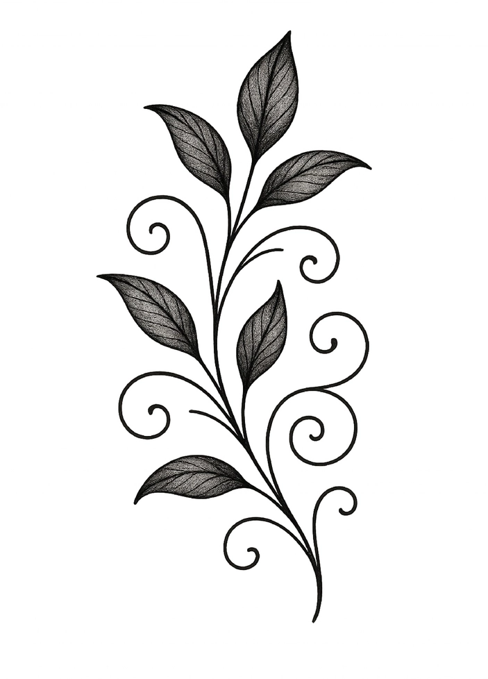 Tattoovorlage mit Ranken und Blättern für Frauen
