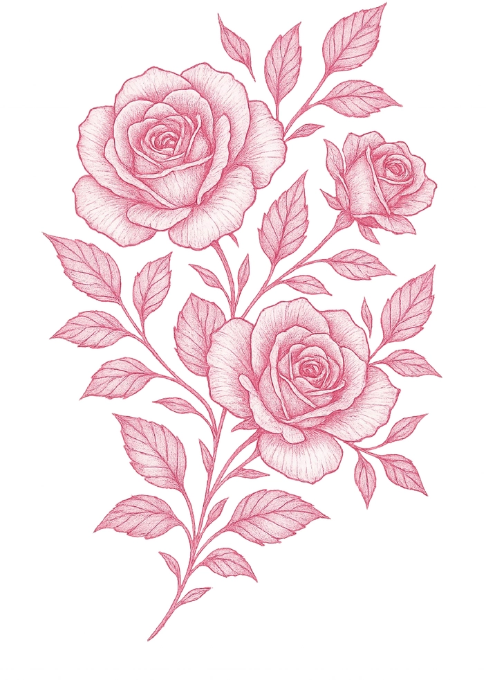 Tattoovorlage mit Rosen für Oberarm-Tattoo
