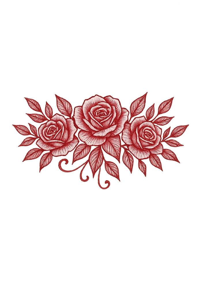 Tattoovorlage mit eleganten Rosen für das Steißbein