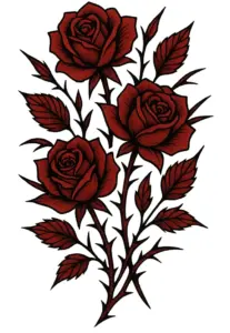 tattoovorlage-mit-rosenbouquet-und-dornen-fuer-frauen