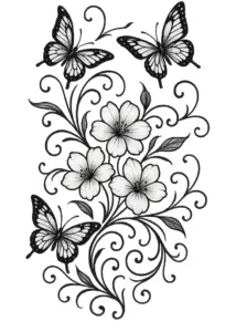 tattoovorlage-mit-schmetterlingen-und-blumen-fuer-die-schulter