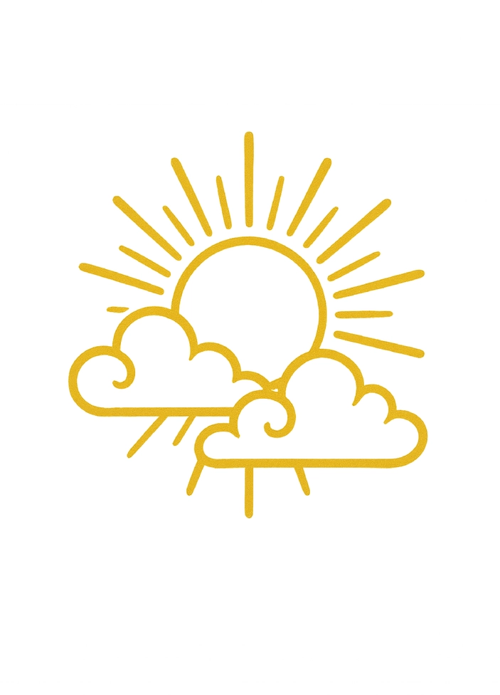 Tattoovorlage mit Sonne und Wolken in harmonischer Form