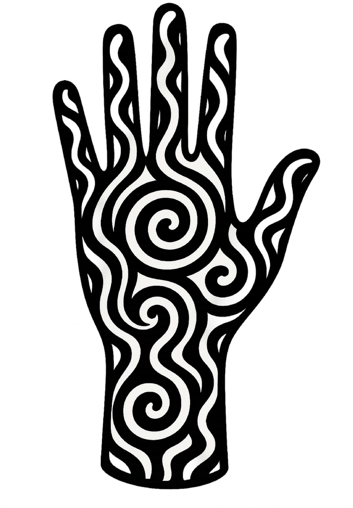 Tattoovorlage mit spiralförmigem Hand-Tribal-Muster