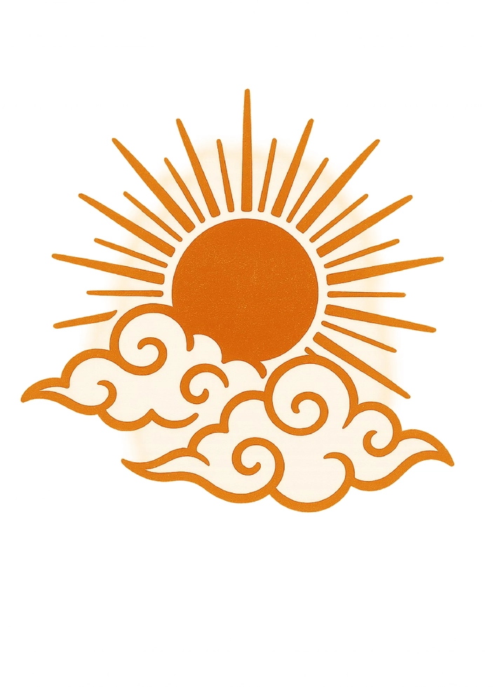 Tattoovorlage mit Stiliserter Sonne und Wolken