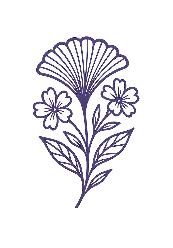 Tattoovorlage mit stilisierter Blume und Blättern für den Oberarm