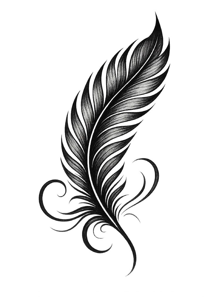 Tattoovorlage mit stilisierter Feder für Oberarm