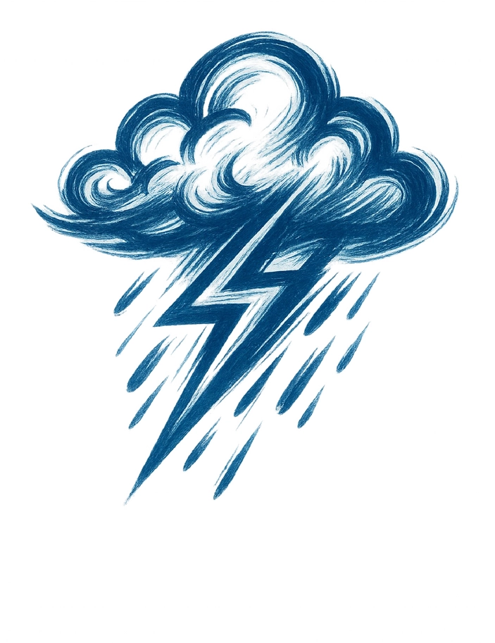 Tattoovorlage mit stilisierter Wolke und Blitz